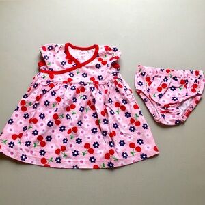 Vintage Carters Girl’s 6M Dress Bloomers Pink Cherries
